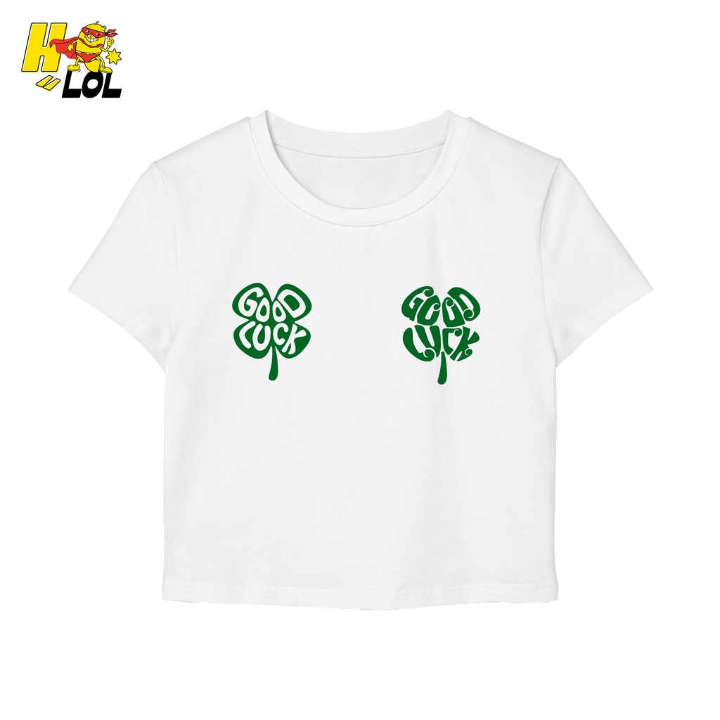 Good Luck Shamrock Clover Baby Tee Gift for Her - HQLOL