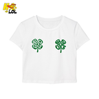 Good Luck Shamrock Clover Baby Tee Gift for Her - HQLOL