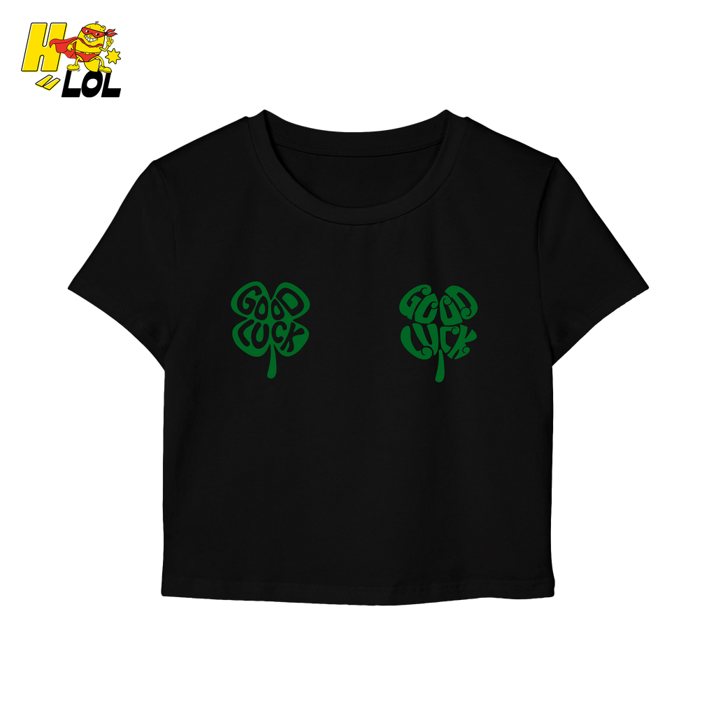 Good Luck Shamrock Clover Baby Tee Gift for Her - HQLOL
