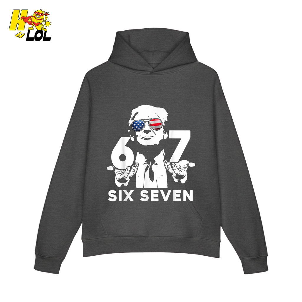 Six Seven Shirt 67 Patriotic Sunglasses Meme Graphic Shirt - HQLOL