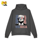 Merica Shirt Patriotic USA Flag Sunglasses Graphic Sweatshirt - HQLOL