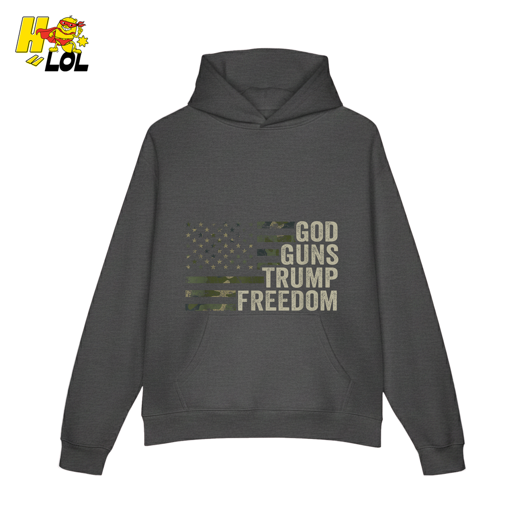 God Guns Trump Freedom Shirt Patriotic Camo Flag Shirt - HQLOL