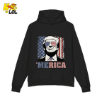 Merica Shirt Patriotic USA Flag Sunglasses Graphic Sweatshirt - HQLOL