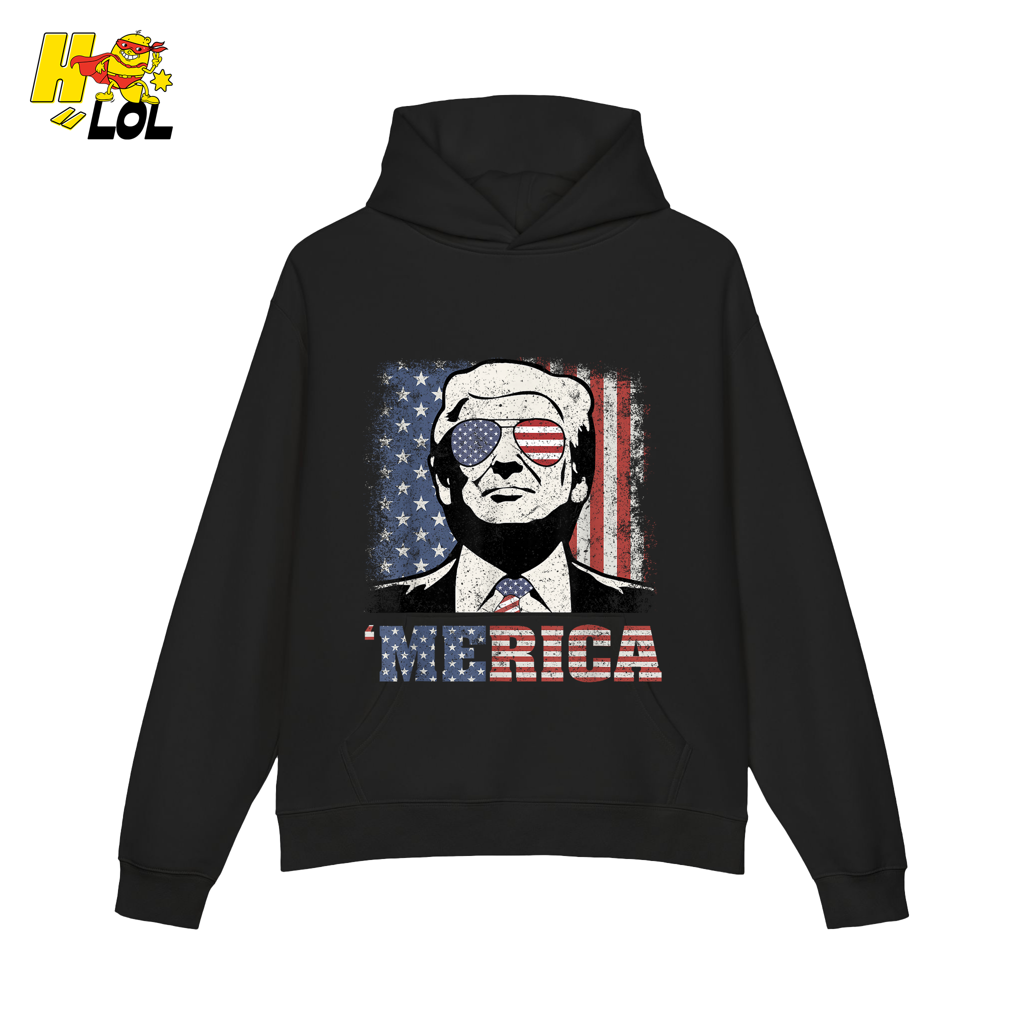 Merica Shirt Patriotic USA Flag Sunglasses Graphic Sweatshirt - HQLOL