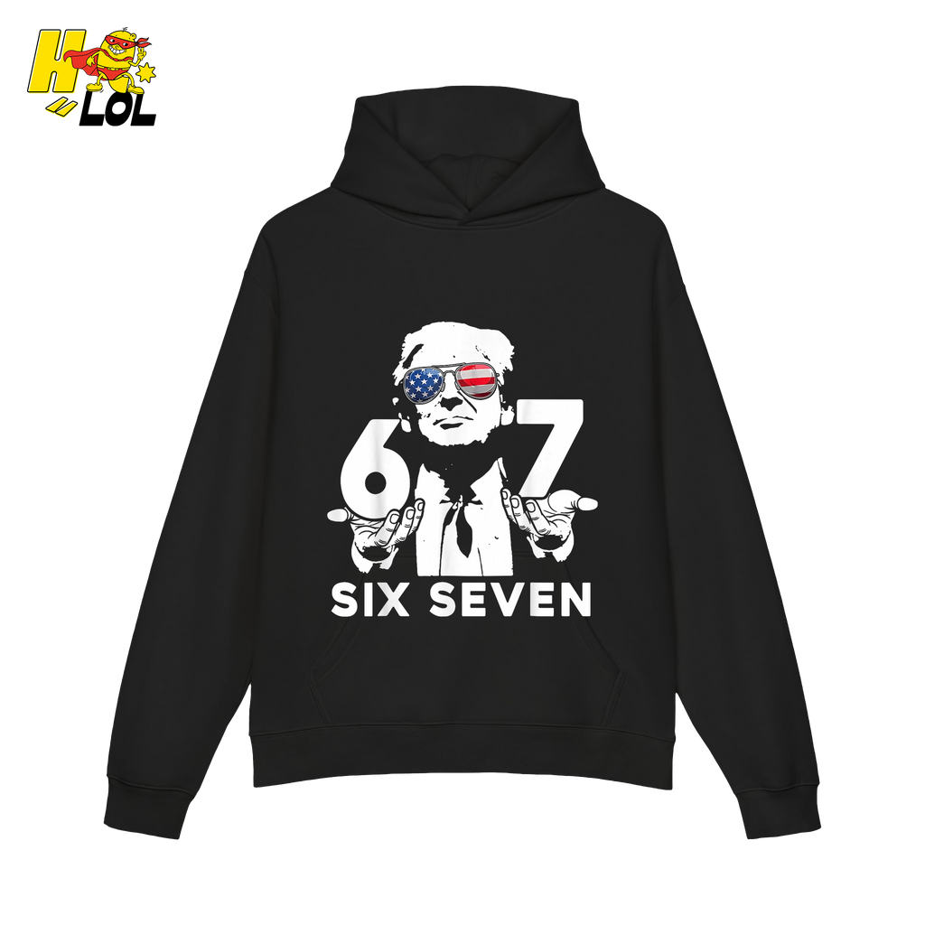 Six Seven Shirt 67 Patriotic Sunglasses Meme Graphic Shirt - HQLOL
