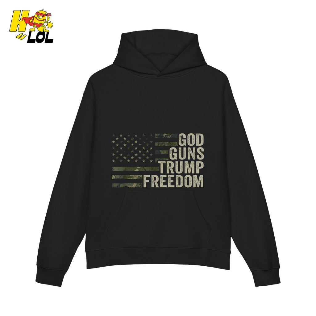God Guns Trump Freedom Shirt Patriotic Camo Flag Shirt - HQLOL