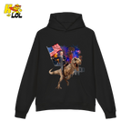 Trump Riding T-Rex American Flag Epic Patriotic Funny Gift Shirt - HQLOL