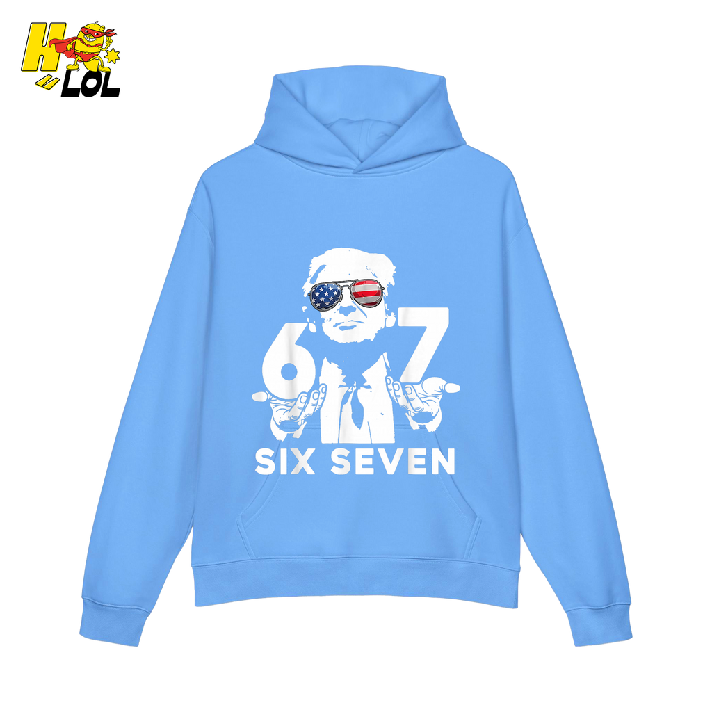 Six Seven Shirt 67 Patriotic Sunglasses Meme Graphic Shirt - HQLOL