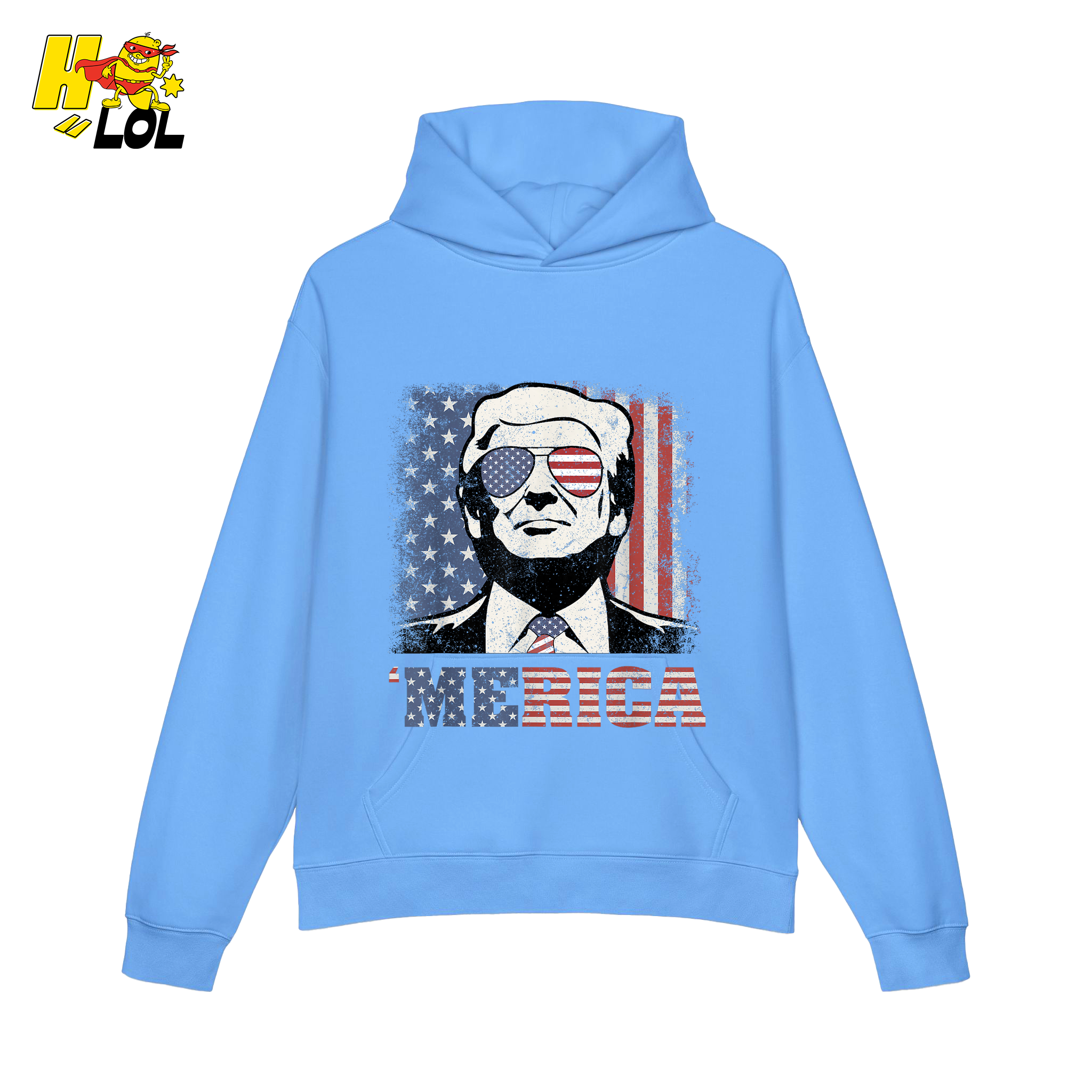 Merica Shirt Patriotic USA Flag Sunglasses Graphic Sweatshirt - HQLOL