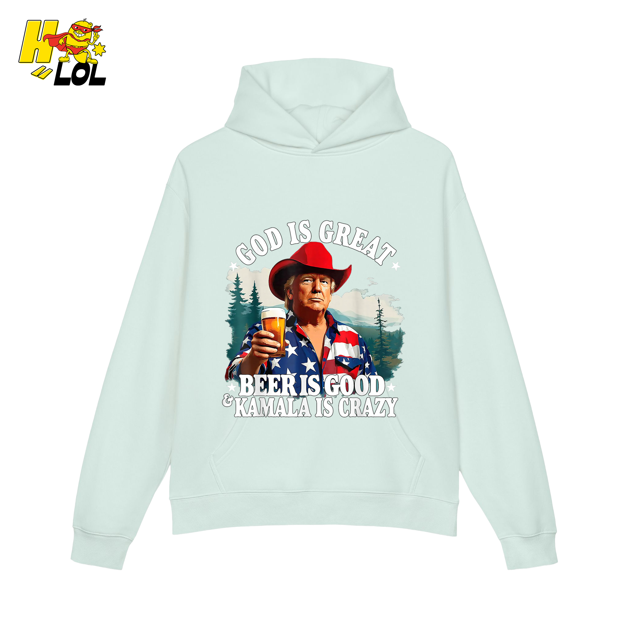 God Is Great Kamala Is Crazy - Trump Beer Patriotic Shirt - HQLOL