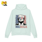 Merica Shirt Patriotic USA Flag Sunglasses Graphic Sweatshirt - HQLOL
