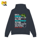 Funny Political Fishing Shirt Teach a Democrat to Fish Blame Trump - HQLOL