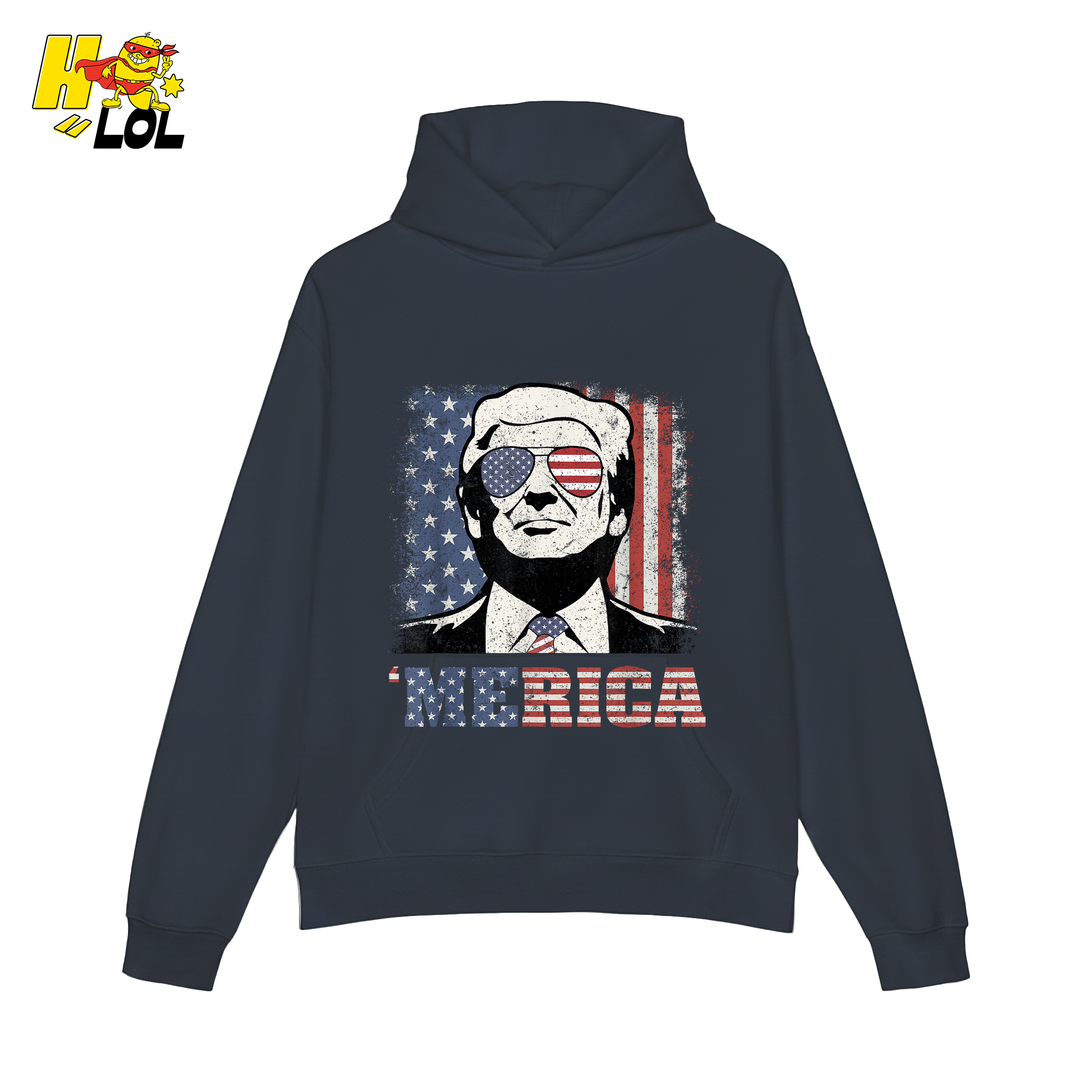 Merica Shirt Patriotic USA Flag Sunglasses Graphic Sweatshirt - HQLOL