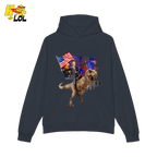 Trump Riding T-Rex American Flag Epic Patriotic Funny Gift Shirt - HQLOL