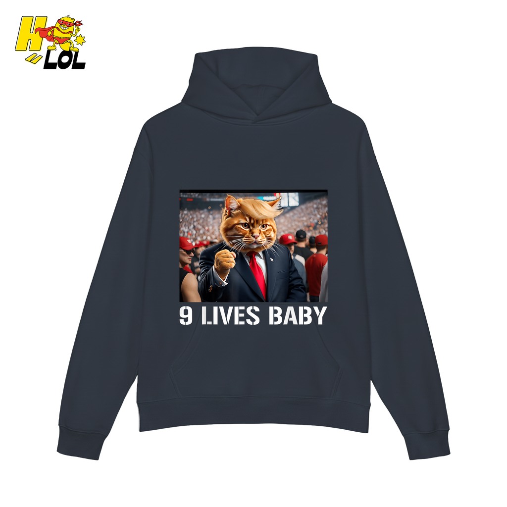 9 Lives Baby Shirt Funny Cat Meme Graphic Shirt - HQLOL