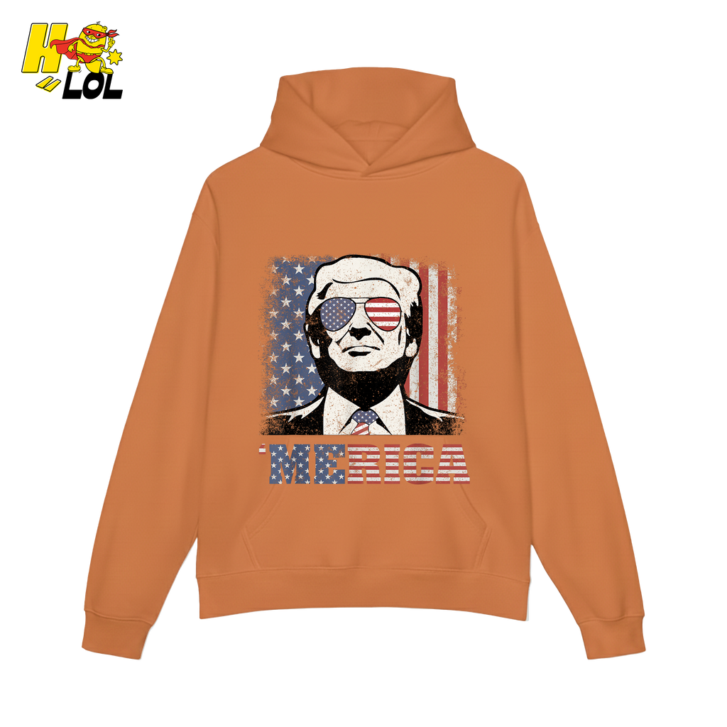 Merica Shirt Patriotic USA Flag Sunglasses Graphic Sweatshirt - HQLOL