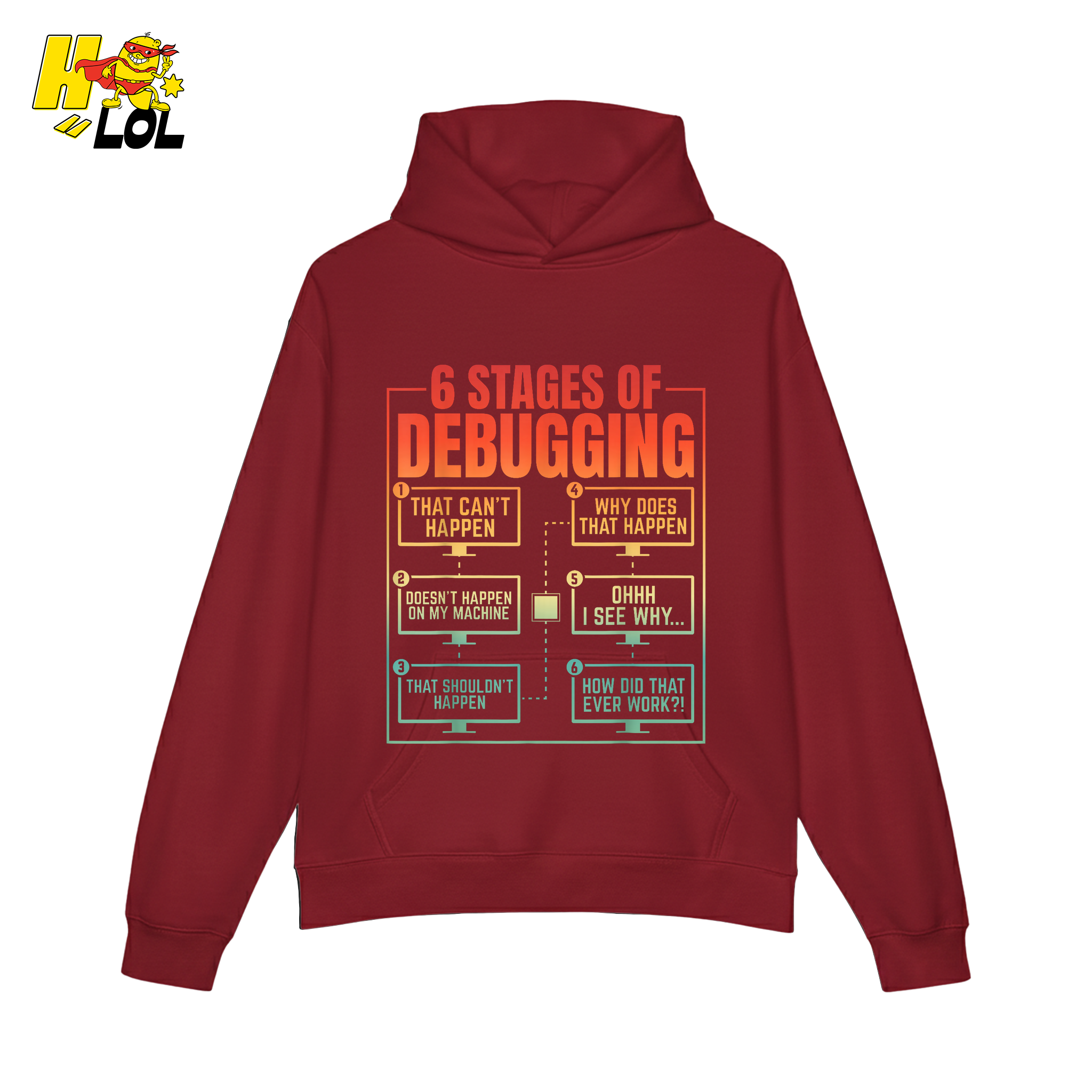 6 Stages of Debugging Shirt Funny Programmer Coding Gifts - HQLOL