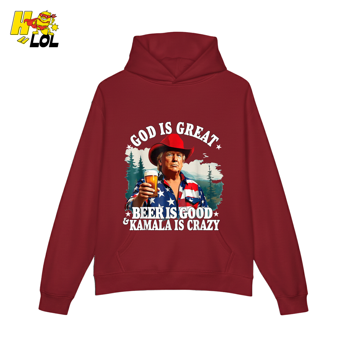 God Is Great Kamala Is Crazy - Trump Beer Patriotic Shirt - HQLOL