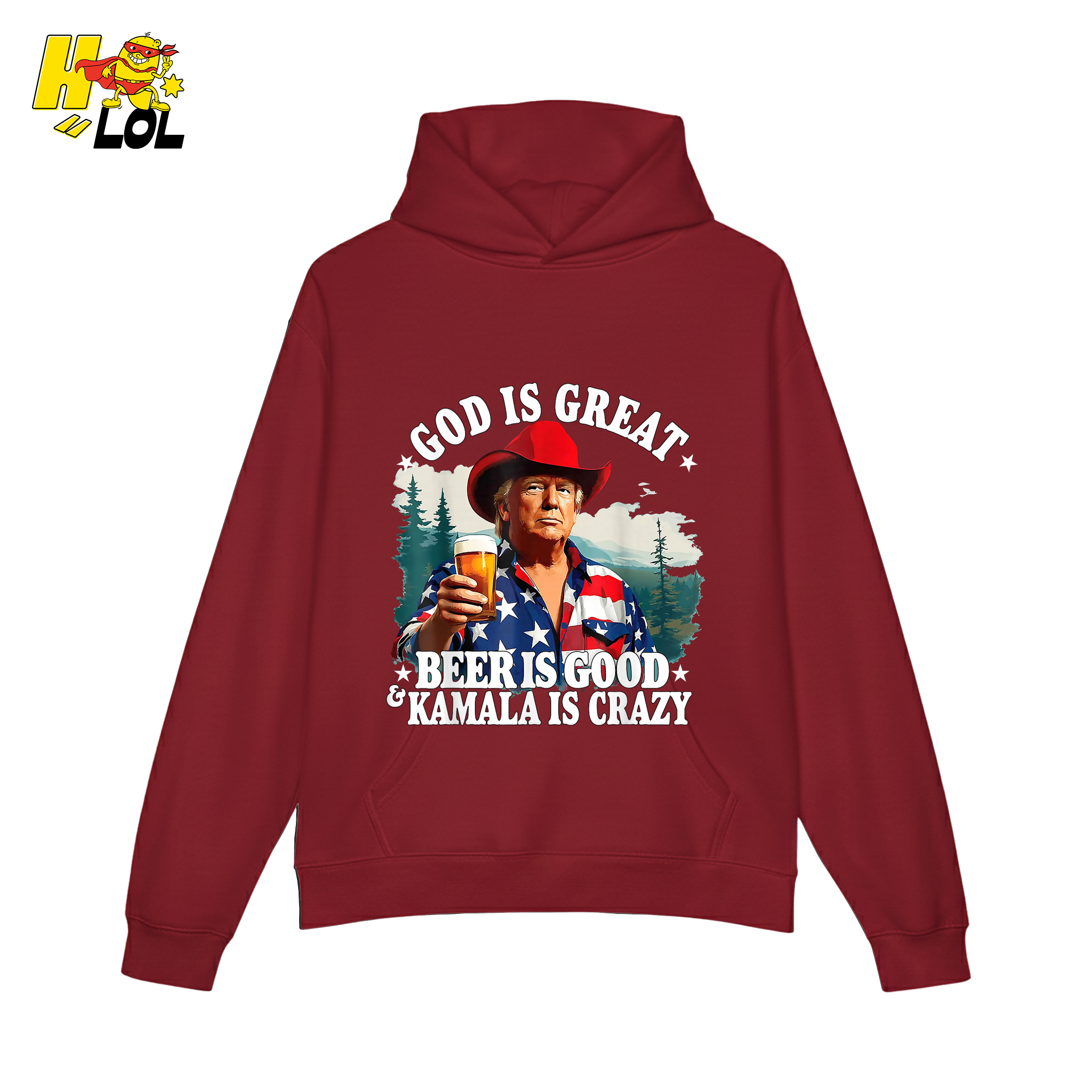 God Is Great Kamala Is Crazy - Trump Beer Patriotic Shirt - HQLOL