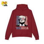 Merica Shirt Patriotic USA Flag Sunglasses Graphic Sweatshirt - HQLOL