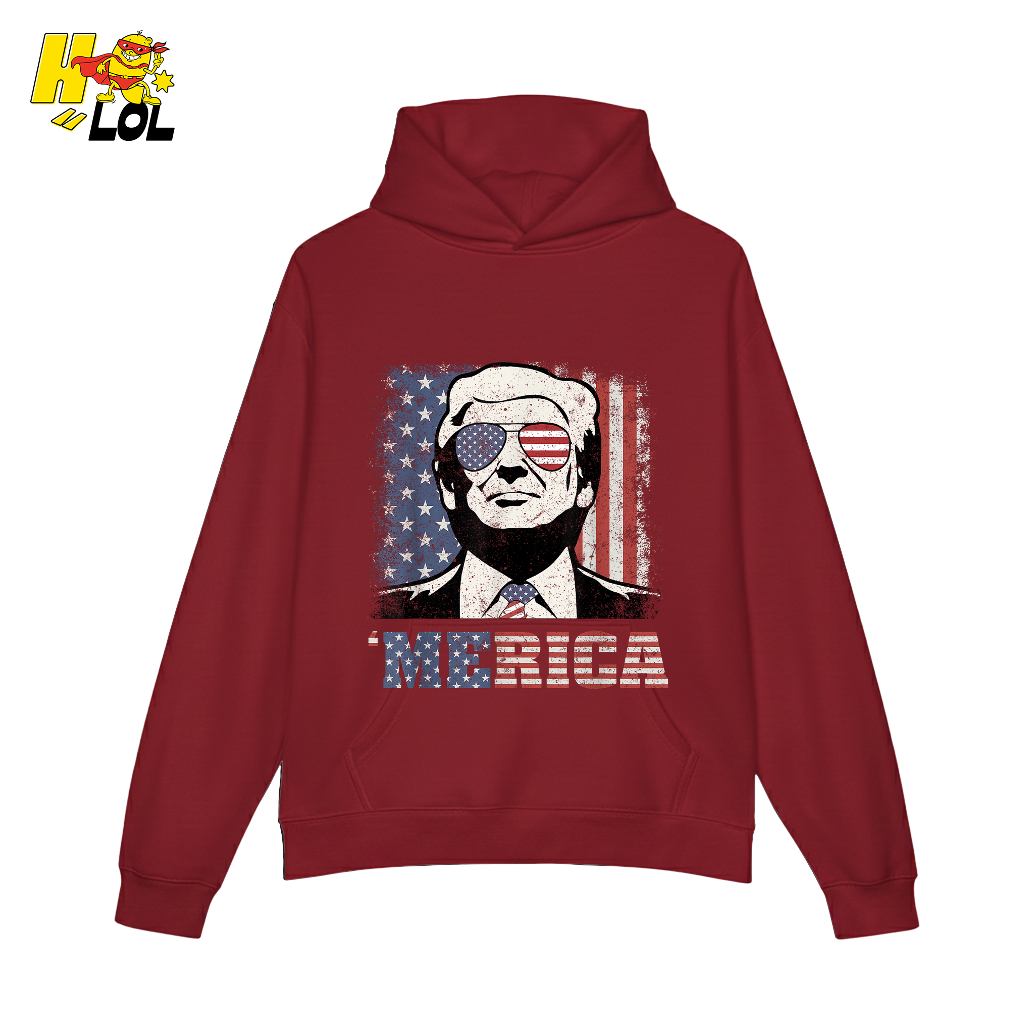 Merica Shirt Patriotic USA Flag Sunglasses Graphic Sweatshirt - HQLOL