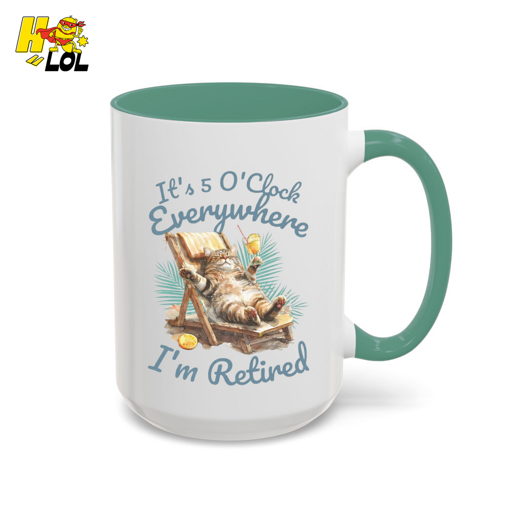 It's 5 O'clock Everywhere Retired Mug Gift For Cat Lovers - HQLOL