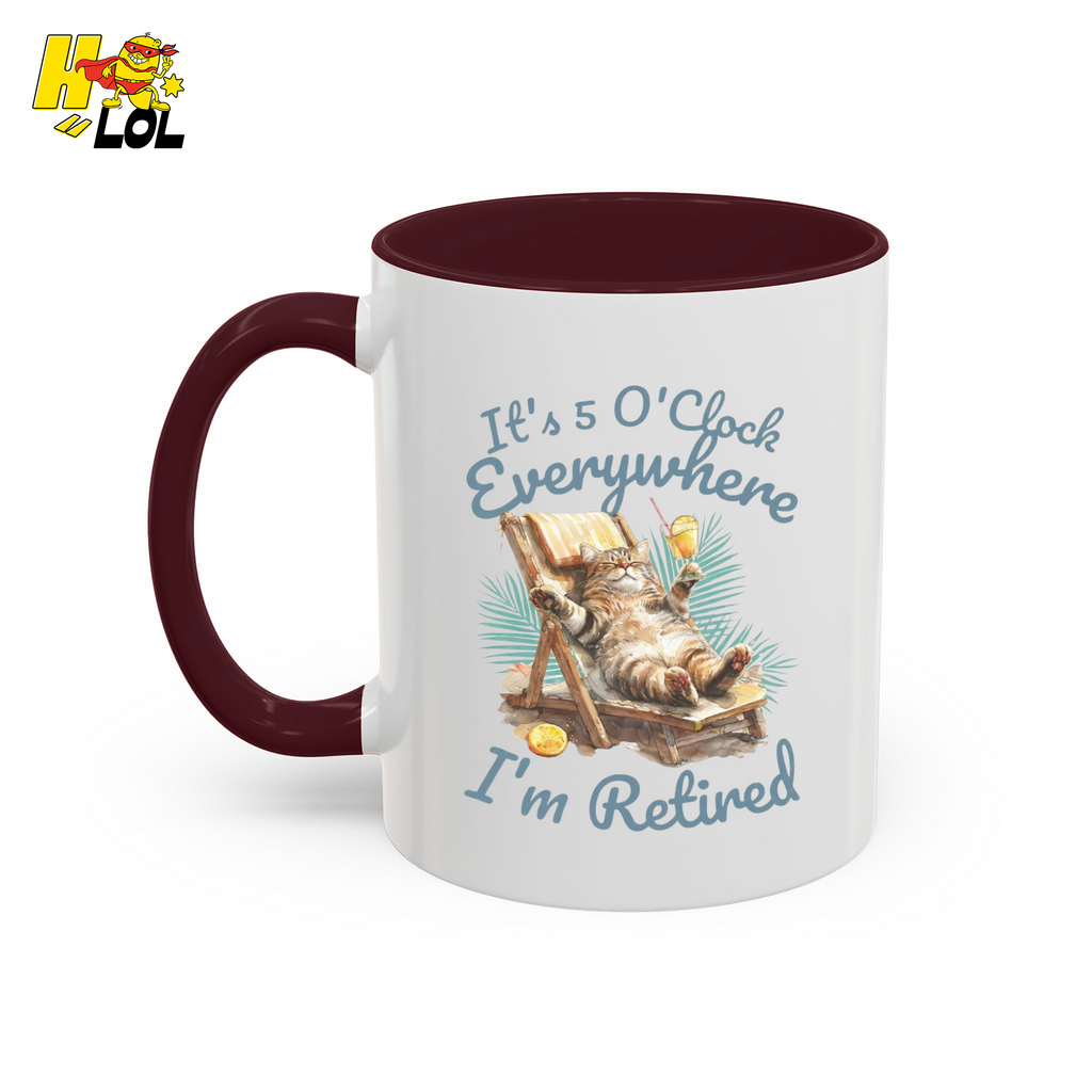 It's 5 O'clock Everywhere Retired Mug Gift For Cat Lovers - HQLOL