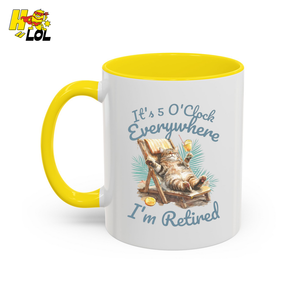 It's 5 O'clock Everywhere Retired Mug Gift For Cat Lovers - HQLOL