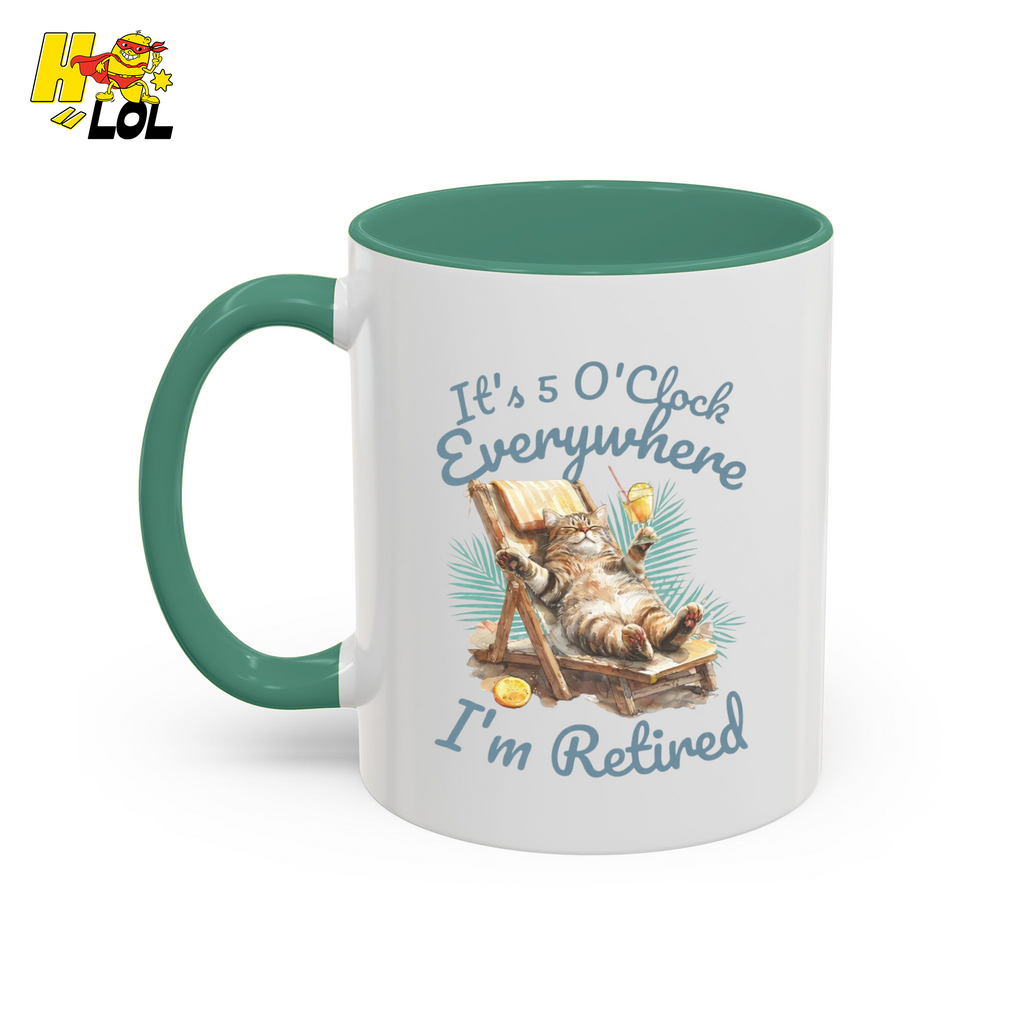 It's 5 O'clock Everywhere Retired Mug Gift For Cat Lovers - HQLOL
