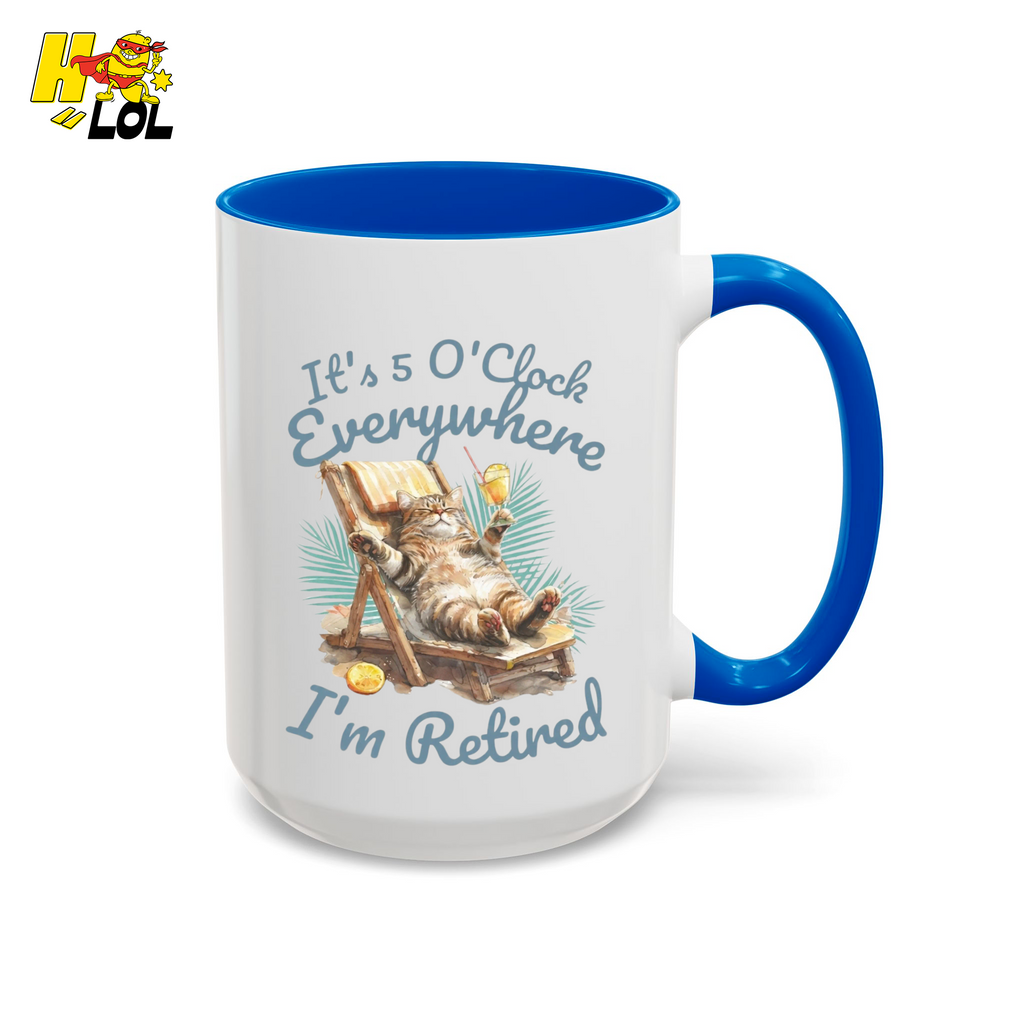 It's 5 O'clock Everywhere Retired Mug Gift For Cat Lovers - HQLOL