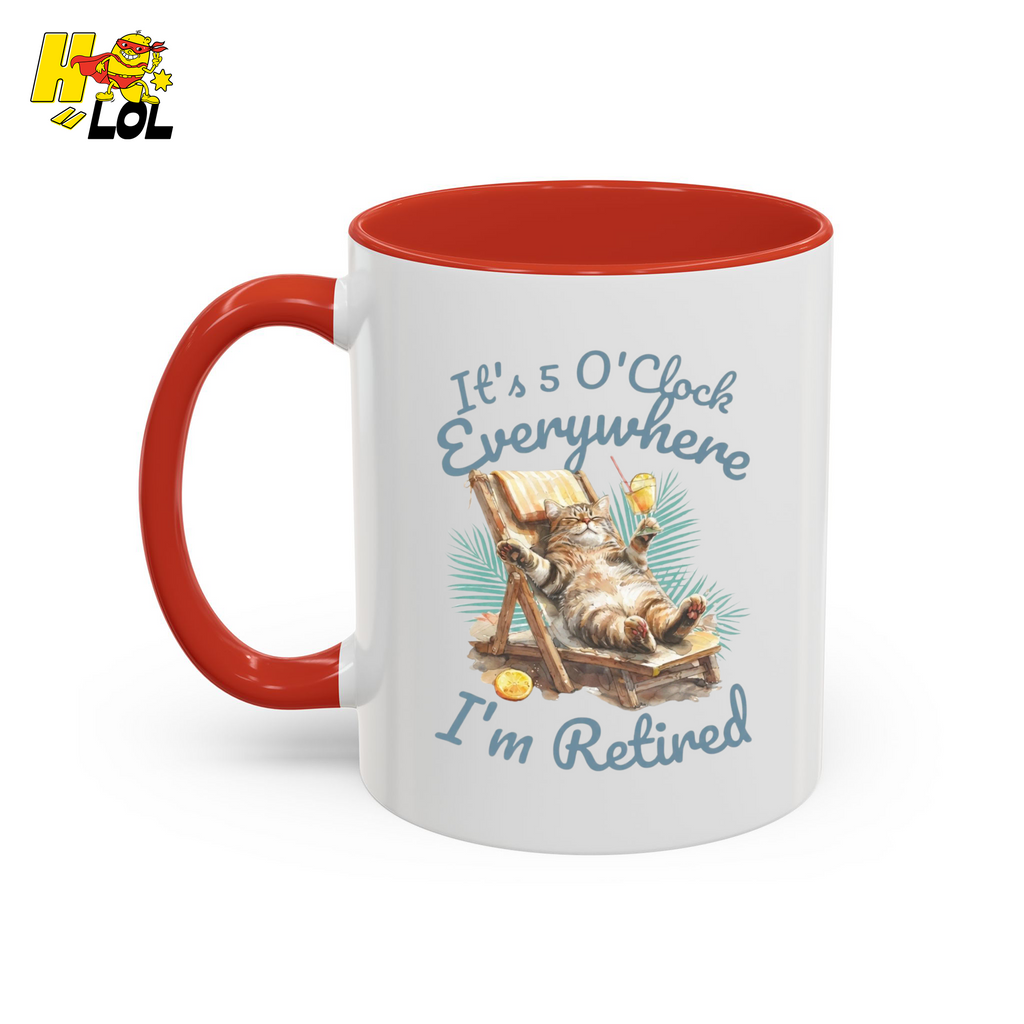 It's 5 O'clock Everywhere Retired Mug Gift For Cat Lovers - HQLOL