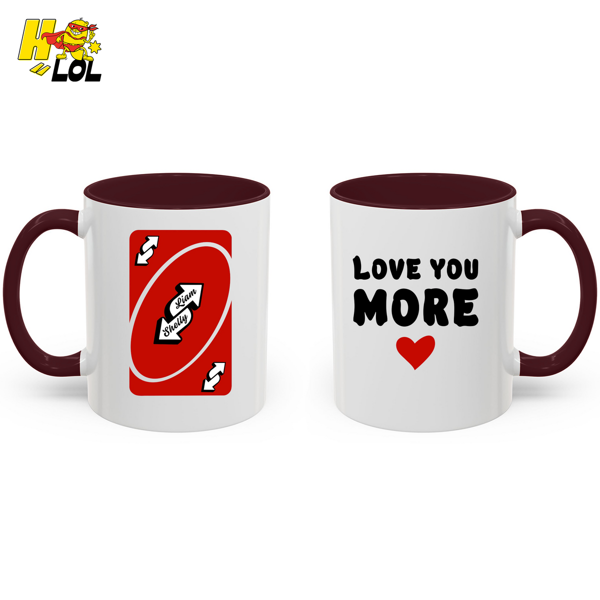 Love You More Reverse Uno Card Valentine Mug Gift for Girlfriend - HQLOL