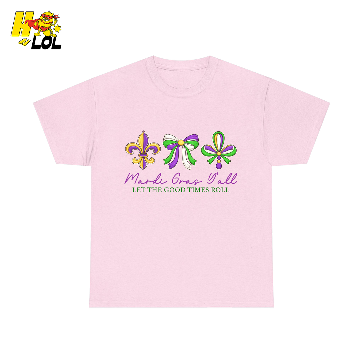 Mardi Gras Y'all Fleur De Lis Coquette Bow T-Shirt Gift For Girl - HQLOL