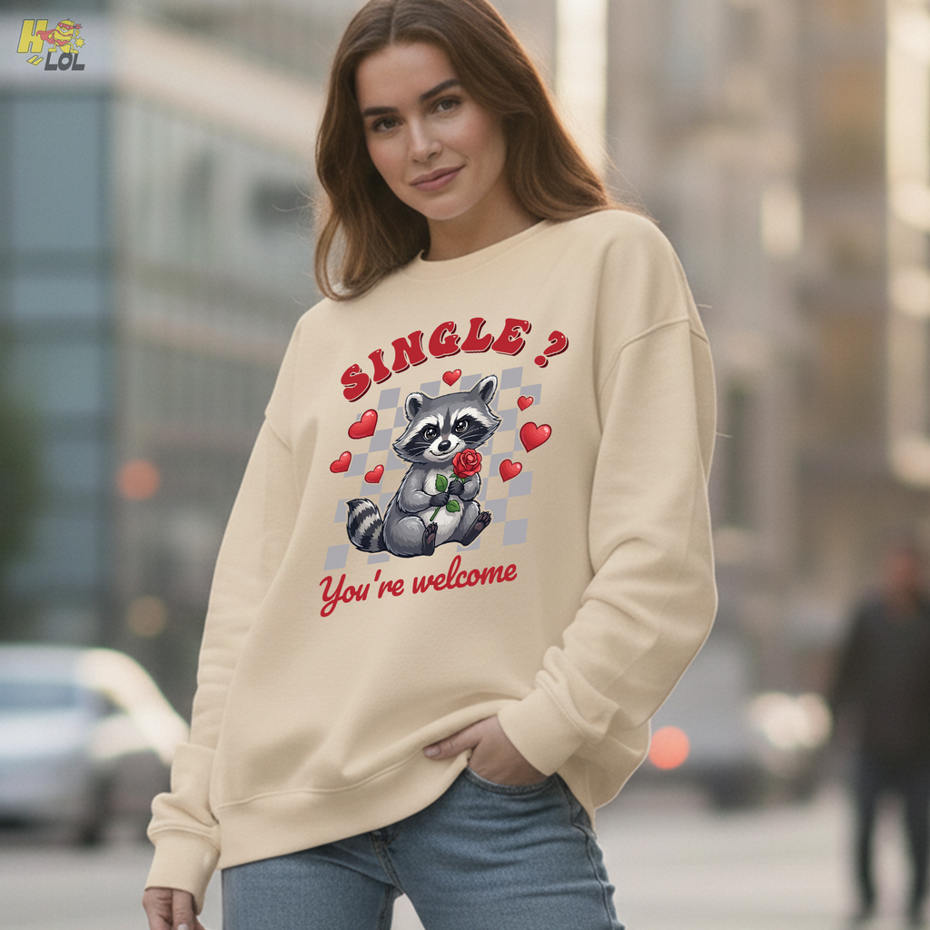 Single You’re Welcome Raccoon Sweatshirt Gift for Singles - HQLOL