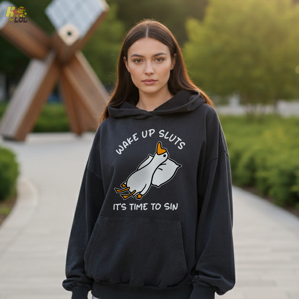 Wake Up Sluts It's Time To Sin Funny Duck Hoodie Gift for Friends - HQLOL