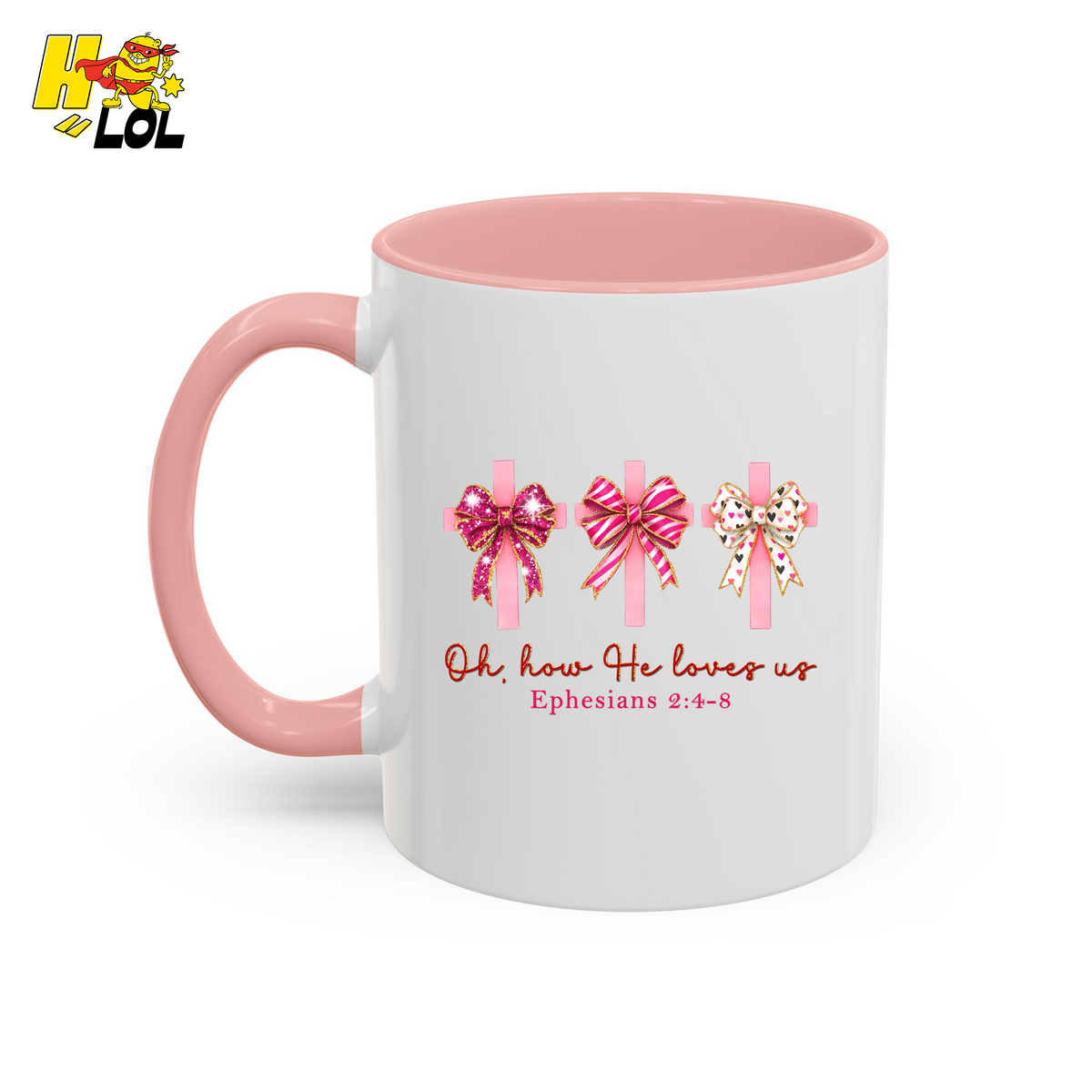 Oh How He Loves Us Valentine Mug Gift for Christian Women - HQLOL