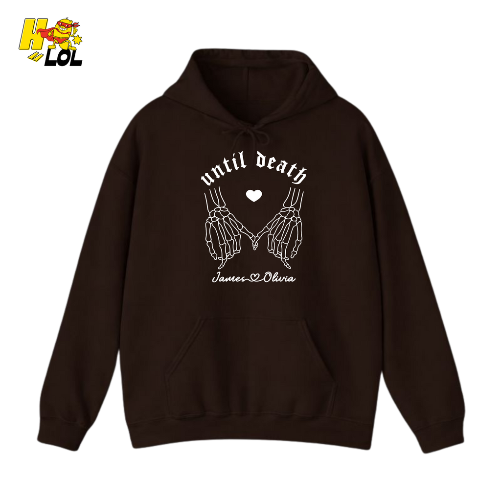 Personalized Until Death Skeleton Valentine Hoodie Gift For Couple - HQLOL