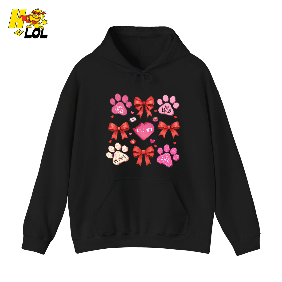 Pink Paw Prints Valentine Hoodie Gift for Dog Lovers - HQLOL