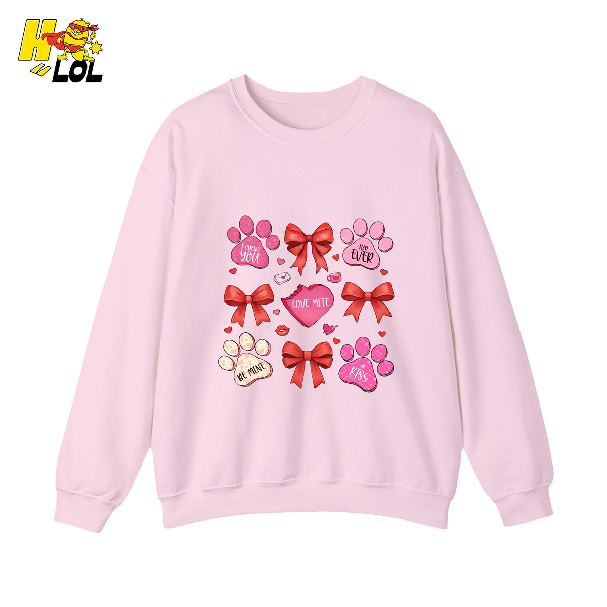 Pink Paw Prints Valentine Sweatshirt Gift for Dog Lovers - HQLOL