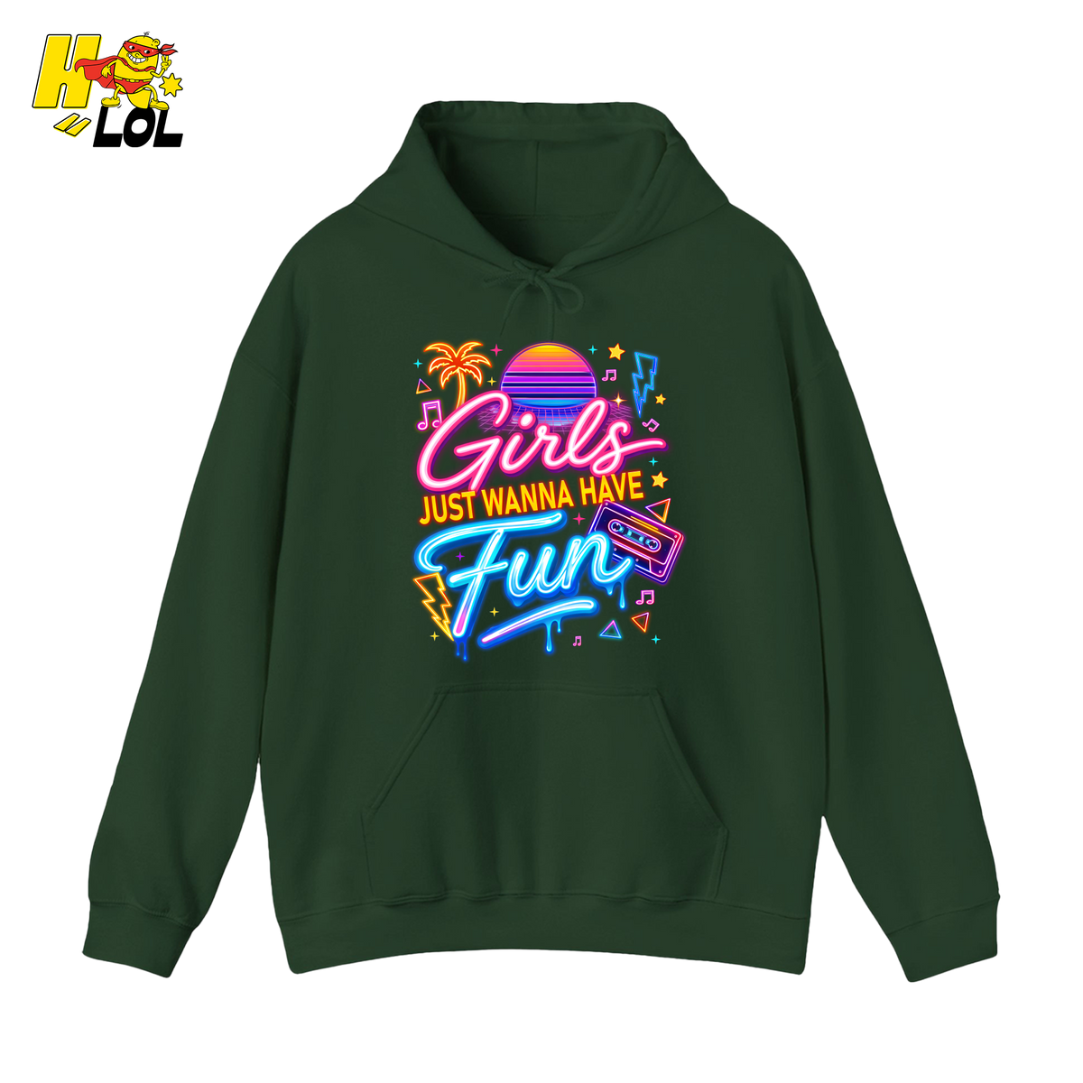 Retro Neon Girls Just Wanna Have Fun Valentine Hoodie Gift For Her - HQLOL