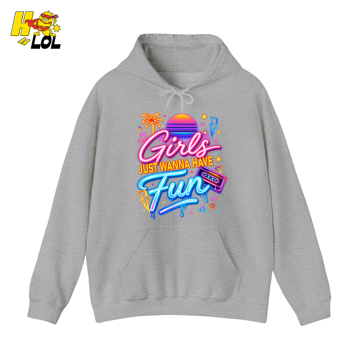 Retro Neon Girls Just Wanna Have Fun Valentine Hoodie Gift For Her - HQLOL