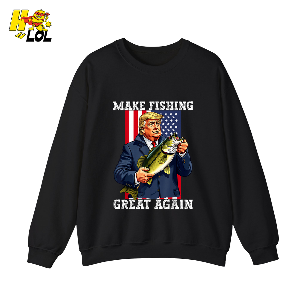 Make Fishing Great Again Shirt Funny Patriotic Bass Fishing Shirt - HQLOL