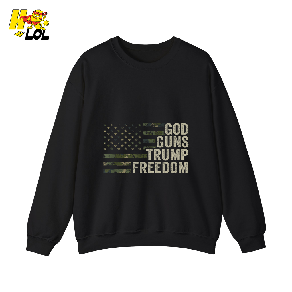 God Guns Trump Freedom Shirt Patriotic Camo Flag Shirt - HQLOL