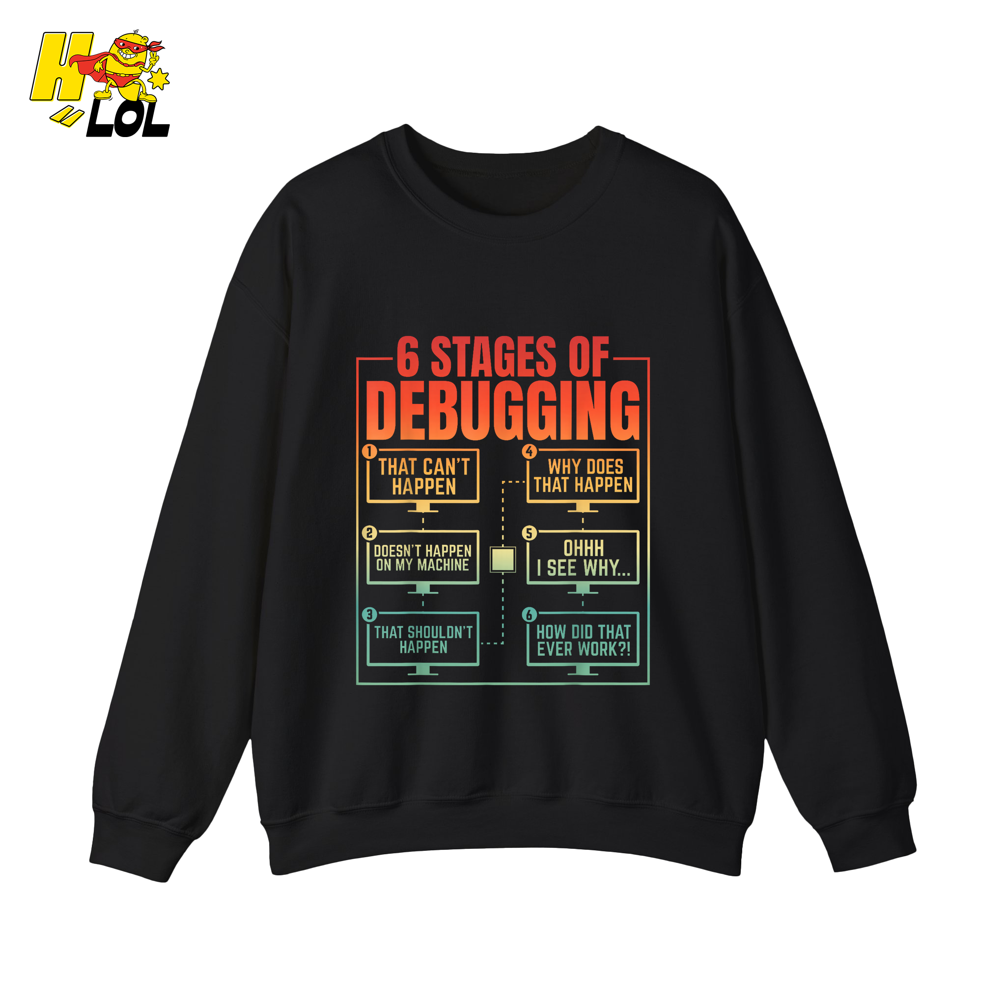 6 Stages of Debugging Shirt Funny Programmer Coding Gifts - HQLOL