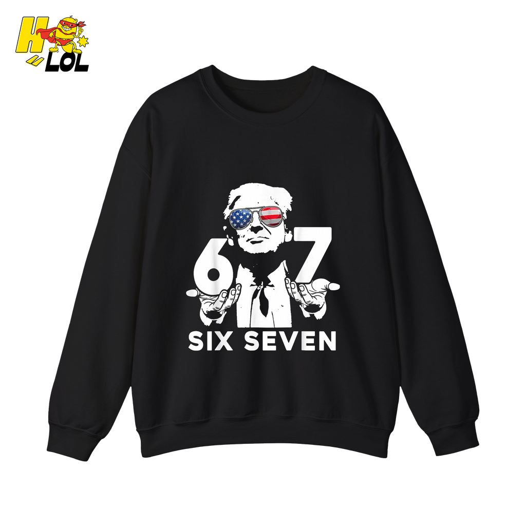 Six Seven Shirt 67 Patriotic Sunglasses Meme Graphic Shirt - HQLOL