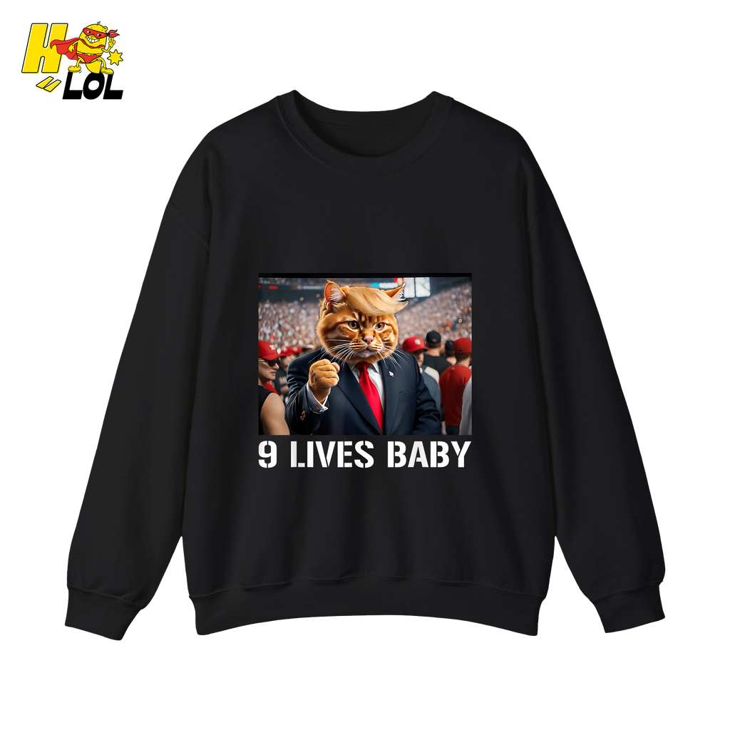 9 Lives Baby Shirt Funny Cat Meme Graphic Shirt - HQLOL