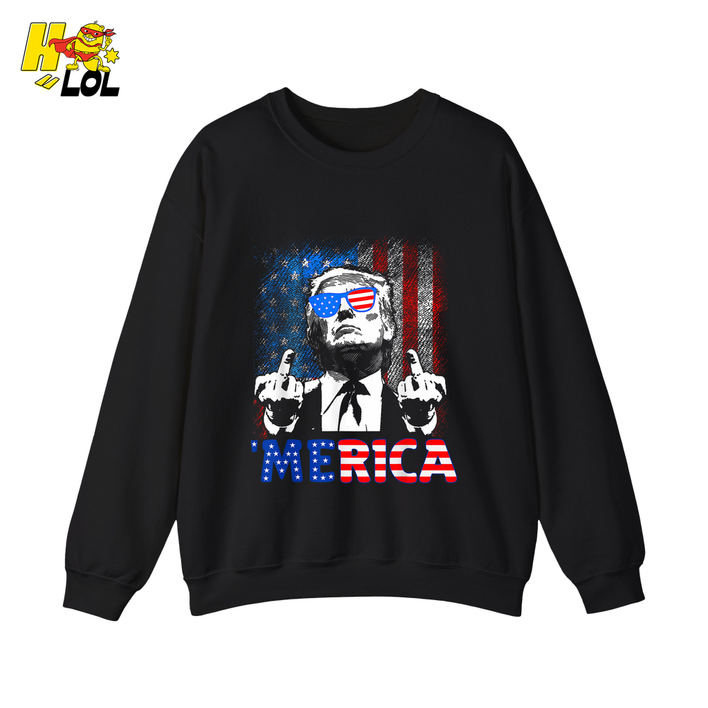 Merica Shirt Funny Patriotic USA Flag Graphic Shirt - HQLOL