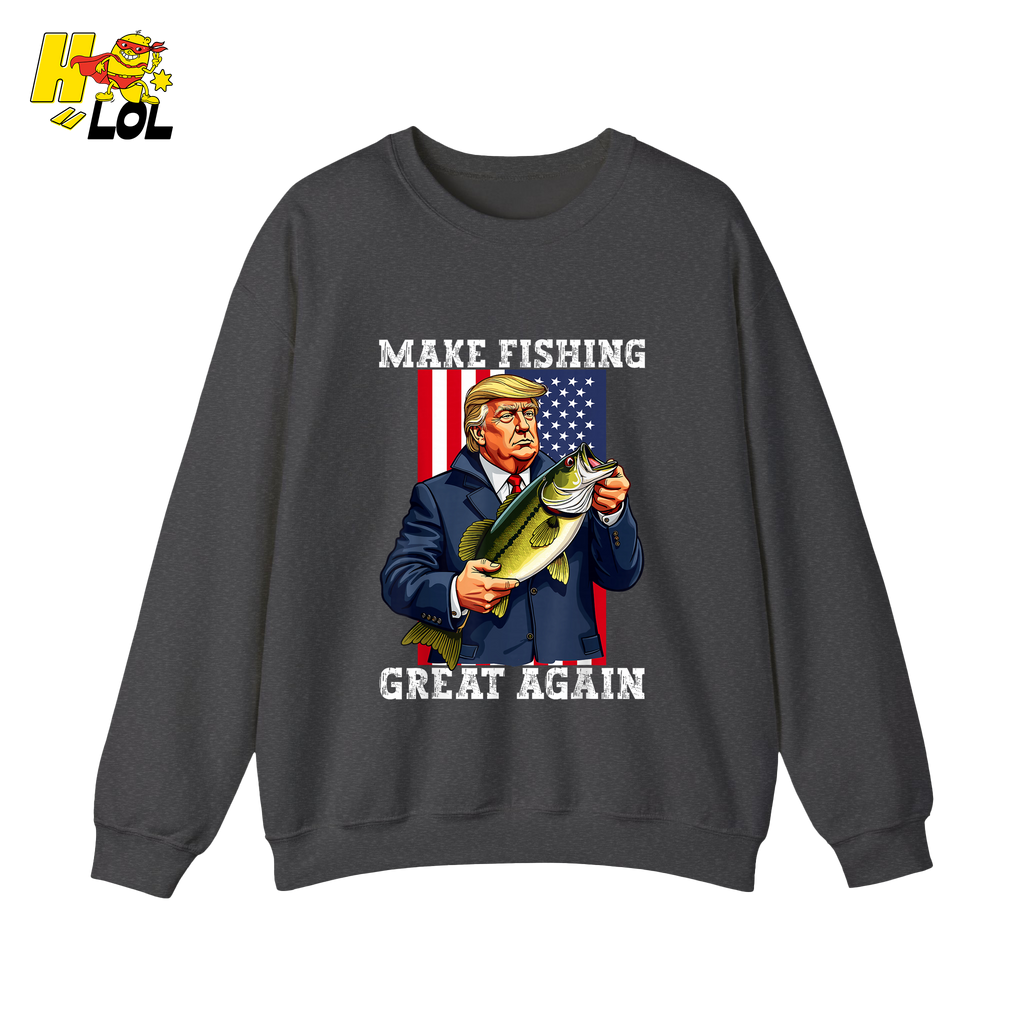 Make Fishing Great Again Shirt Funny Patriotic Bass Fishing Shirt - HQLOL