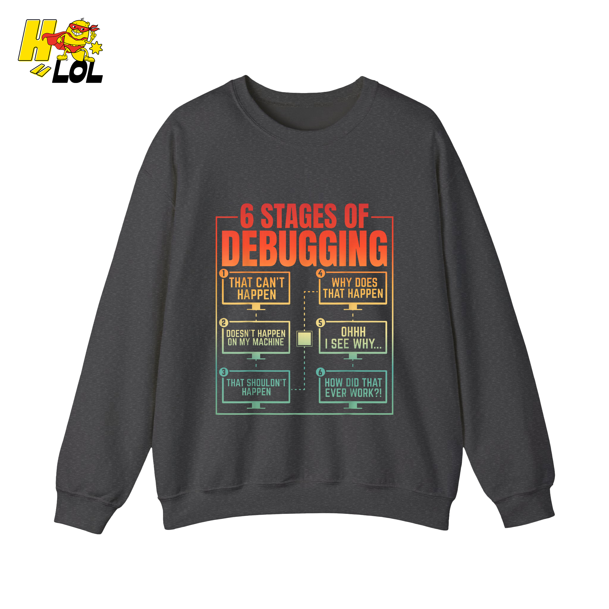 6 Stages of Debugging Shirt Funny Programmer Coding Gifts - HQLOL