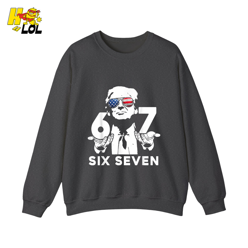 Six Seven Shirt 67 Patriotic Sunglasses Meme Graphic Shirt - HQLOL